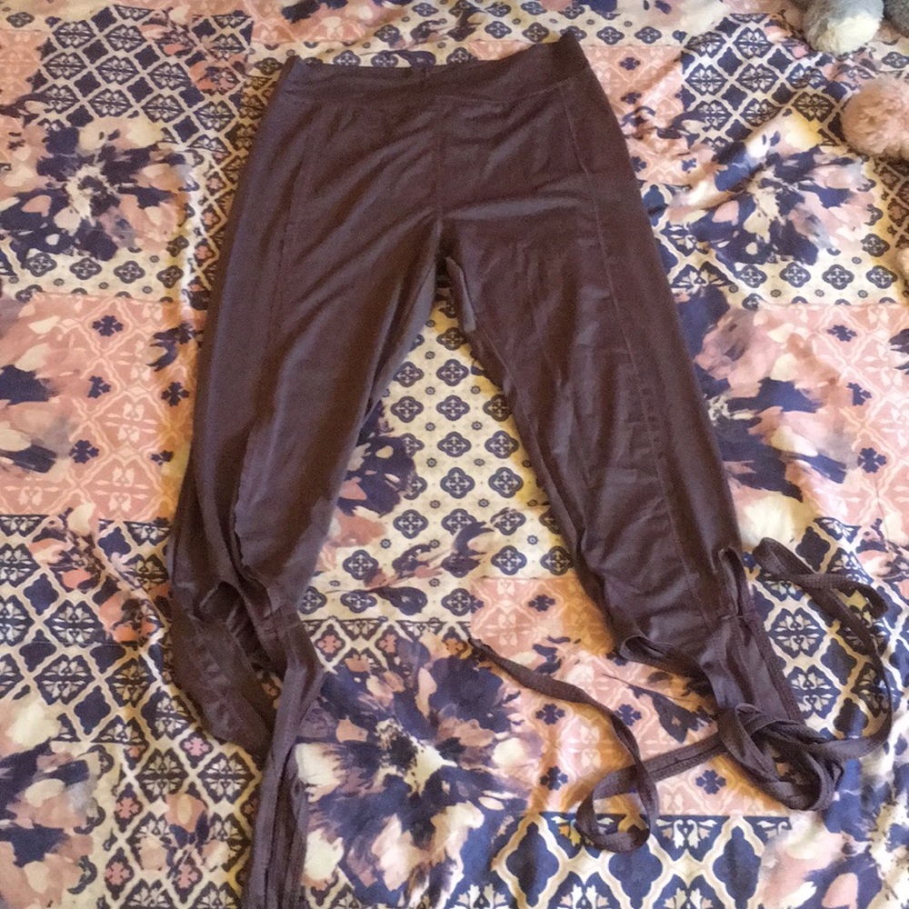 Purple lace up ankle leggings